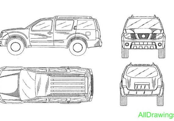 Nissan Pathfinder (2005) (Ниссан Патфиндер (2005)) - чертежи (рисунки) автомобиля
